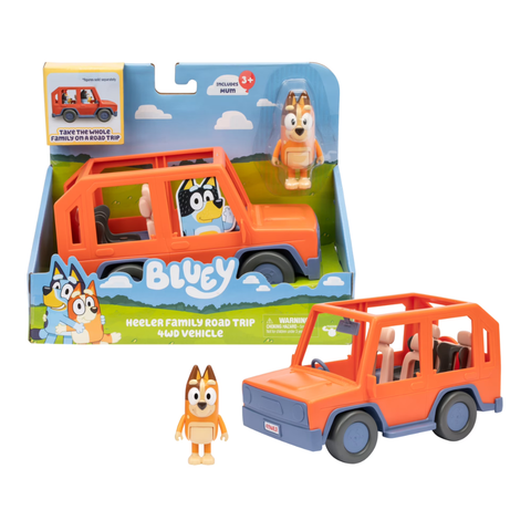 Bluey Heeler Family Road Trip 4WD Vehicle Includes Poseable Chilli Figure Fits 4 Figures Kids Toys Ages 3 Plus