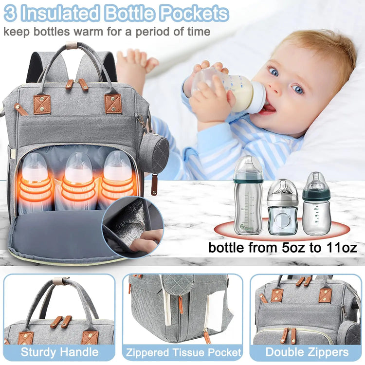 Diaper Bag Backpack Baby Bag, Baby Girl Boy Diaper Bag for Dad Mom with Pad, Travel Large Diaper Bags with Pacifier Case
