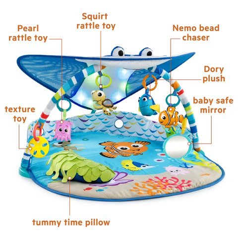 Disney Baby Finding Nemo Mr. Ray Ocean Lights Activity Gym & Play Mat Musical Lights
