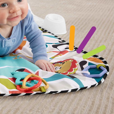 Baby Einstein Kickin' Tunes 4-in-1 Infant Activity Gym Tummy Time Play Mat with Piano Multicolor