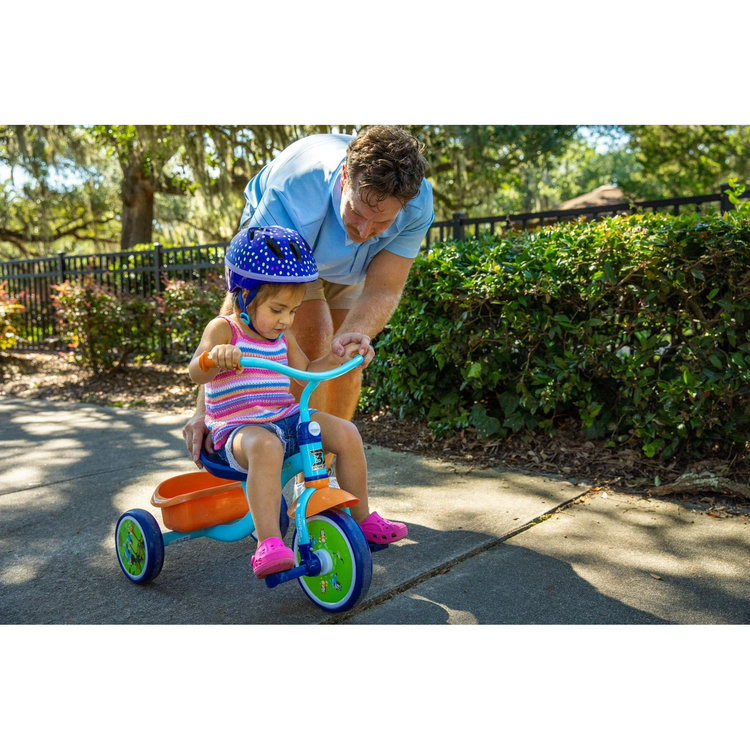 Dynacraft Bluey 10 Inch Tricycle with Rear Storage Basket Blue White Toddler Bike Ages 2 to 5 Years